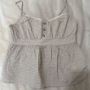 Cotton Plaid Babydoll Tank